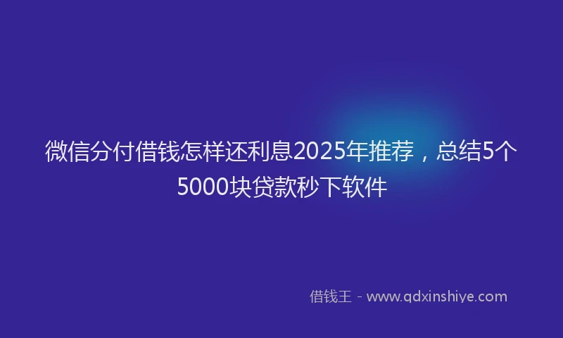 微信分付借钱怎样还利息2025年推荐，总结5个5000块贷款秒下软件