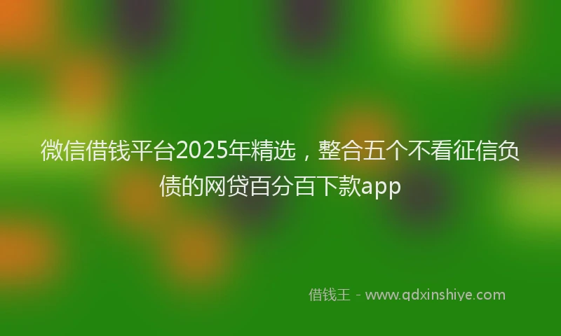 微信借钱平台2025年精选，整合五个不看征信负债的网贷百分百下款app