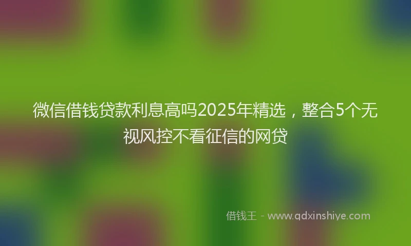 微信借钱贷款利息高吗2025年精选，整合5个无视风控不看征信的网贷