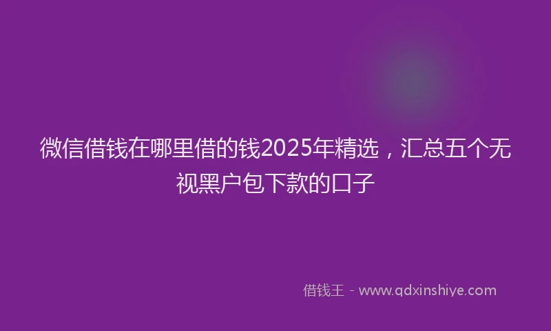 微信借钱在哪里借的钱2025年精选，汇总五个无视黑户包下款的口子