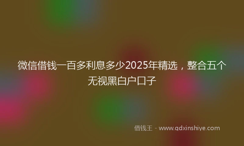 微信借钱一百多利息多少2025年精选，整合五个无视黑白户口子
