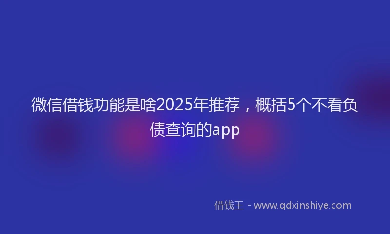 微信借钱功能是啥2025年推荐，概括5个不看负债查询的app