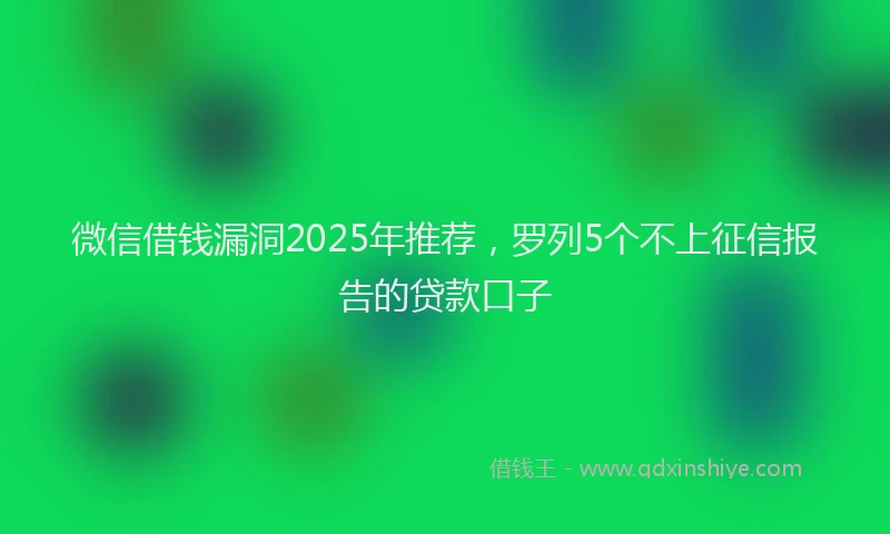 微信借钱漏洞2025年推荐，罗列5个不上征信报告的贷款口子