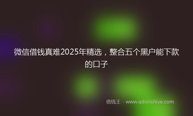 微信借钱真难2025年精选，整合五个黑户能下款的口子