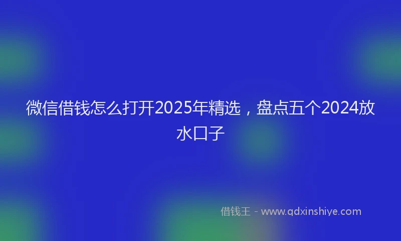 微信借钱怎么打开2025年精选，盘点五个2024放水口子