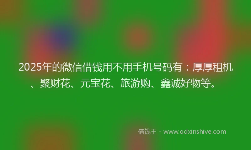 2025年的微信借钱用不用手机号码有：厚厚租机、聚财花、元宝花、旅游购、鑫诚好物等。