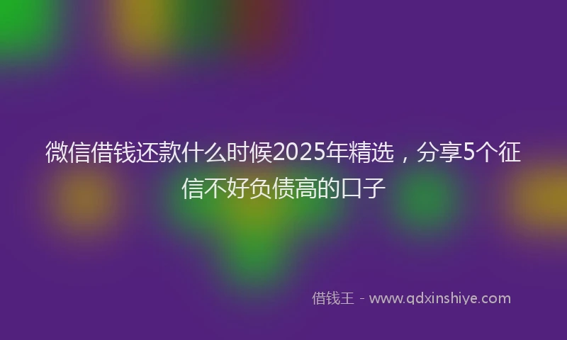 微信借钱还款什么时候2025年精选，分享5个征信不好负债高的口子