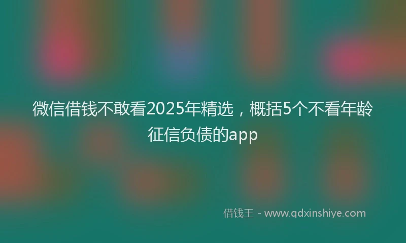 微信借钱不敢看2025年精选，概括5个不看年龄征信负债的app