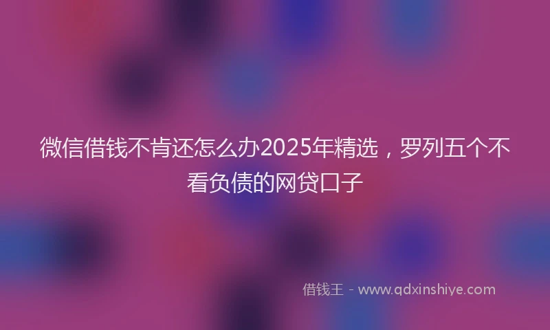 微信借钱不肯还怎么办2025年精选，罗列五个不看负债的网贷口子