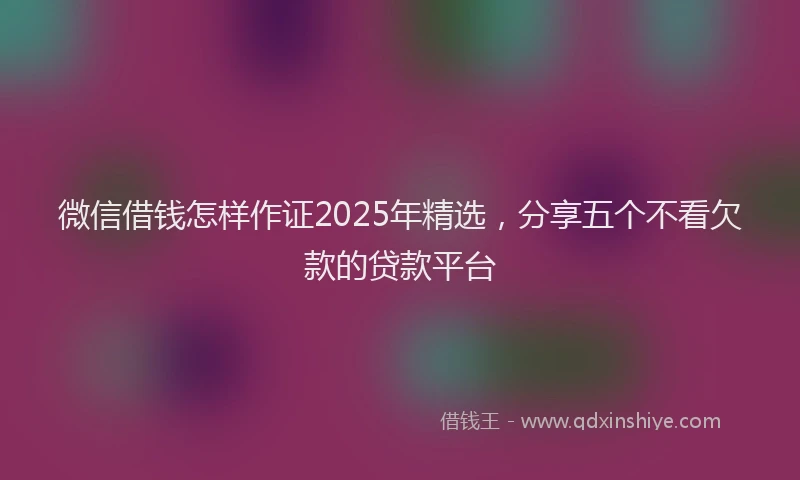 微信借钱怎样作证2025年精选，分享五个不看欠款的贷款平台