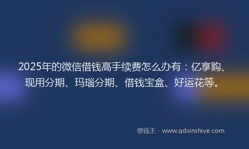 2025年的微信借钱高手续费怎么办有：亿享购、现用分期、玛瑙分期、借钱宝盒、好运花等。