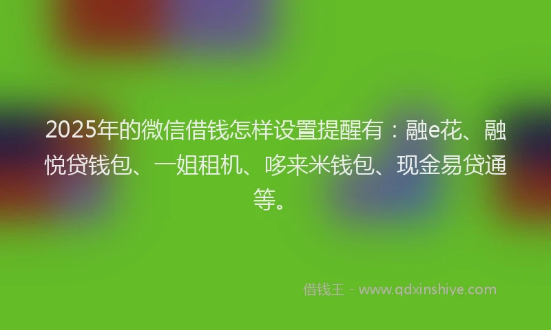 2025年的微信借钱怎样设置提醒有：融e花、融悦贷钱包、一姐租机、哆来米钱包、现金易贷通等。