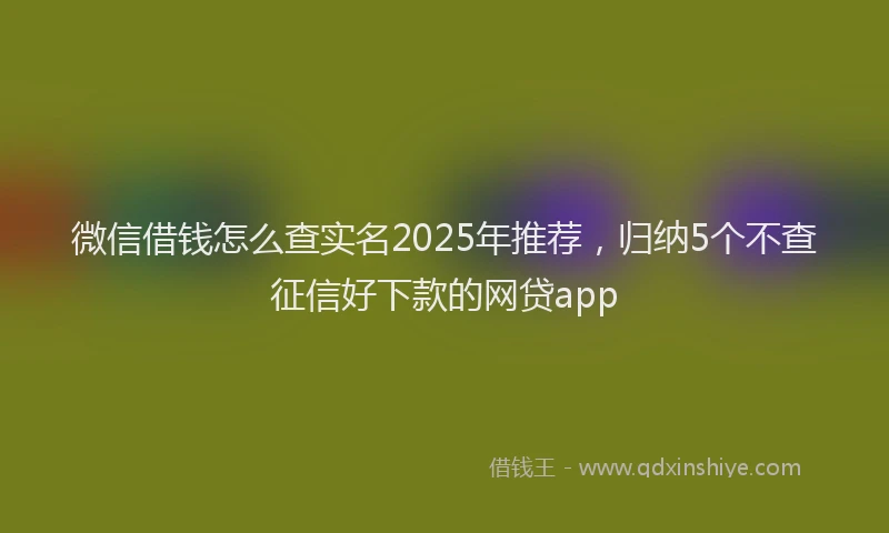 微信借钱怎么查实名2025年推荐，归纳5个不查征信好下款的网贷app