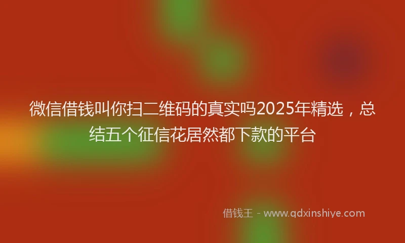 微信借钱叫你扫二维码的真实吗2025年精选，总结五个征信花居然都下款的平台