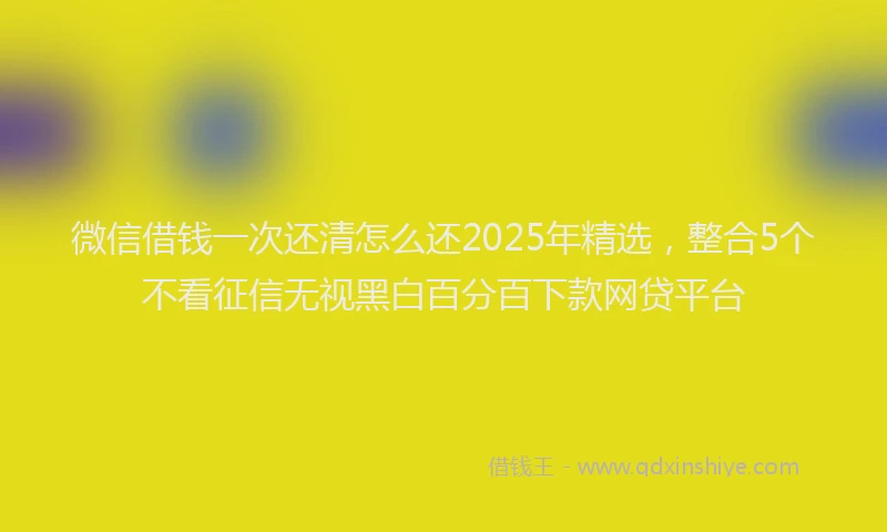 微信借钱一次还清怎么还2025年精选，整合5个不看征信无视黑白百分百下款网贷平台