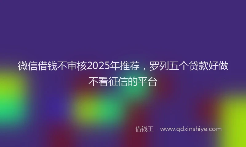 微信借钱不审核2025年推荐，罗列五个贷款好做不看征信的平台