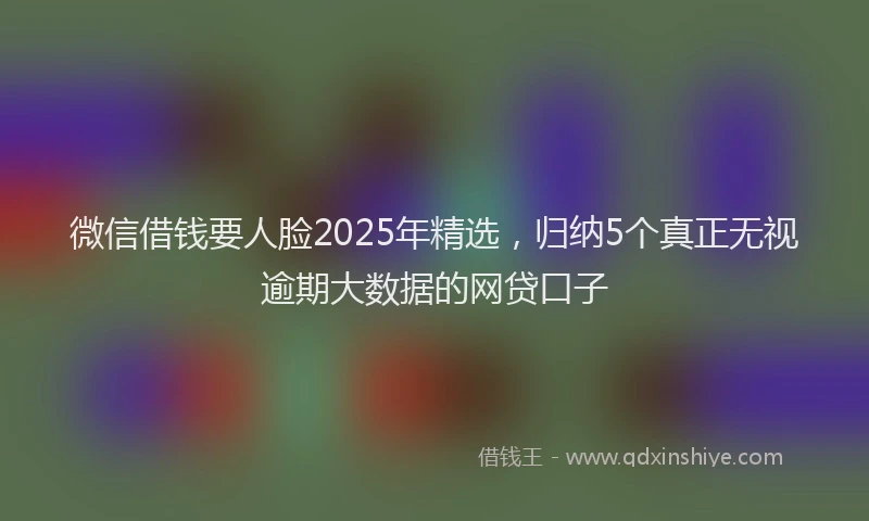微信借钱要人脸2025年精选，归纳5个真正无视逾期大数据的网贷口子
