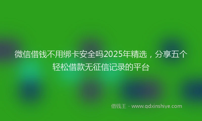微信借钱不用绑卡安全吗2025年精选，分享五个轻松借款无征信记录的平台