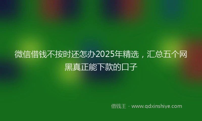 微信借钱不按时还怎办2025年精选，汇总五个网黑真正能下款的口子