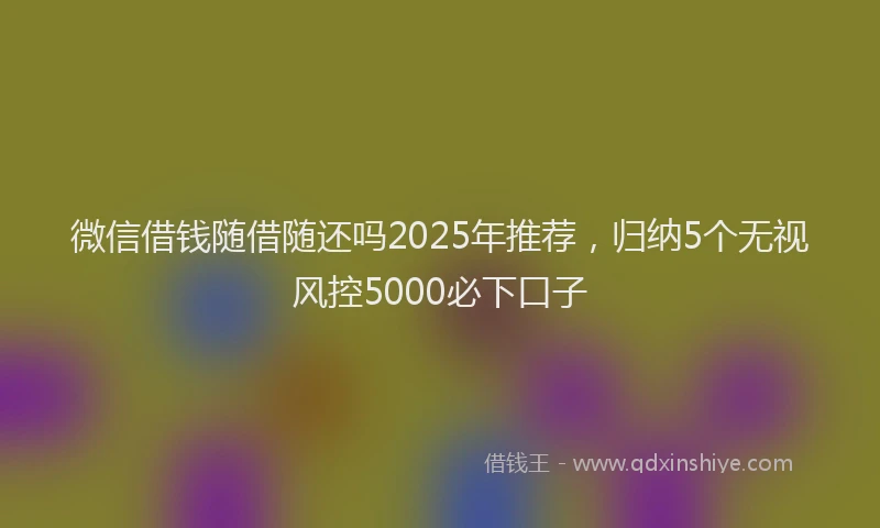 微信借钱随借随还吗2025年推荐，归纳5个无视风控5000必下口子