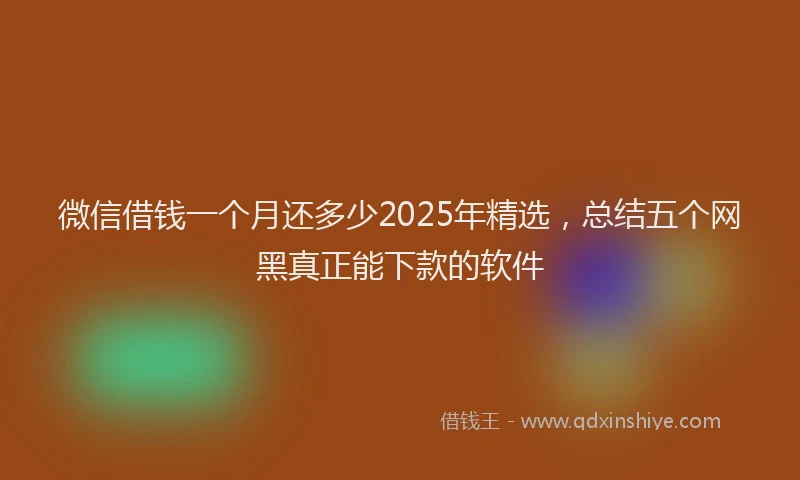 微信借钱一个月还多少2025年精选，总结五个网黑真正能下款的软件
