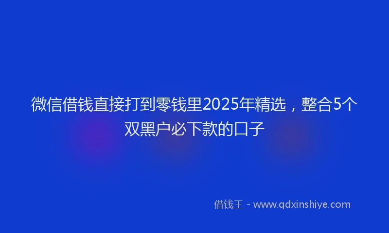 微信借钱直接打到零钱里2025年精选，整合5个双黑户必下款的口子