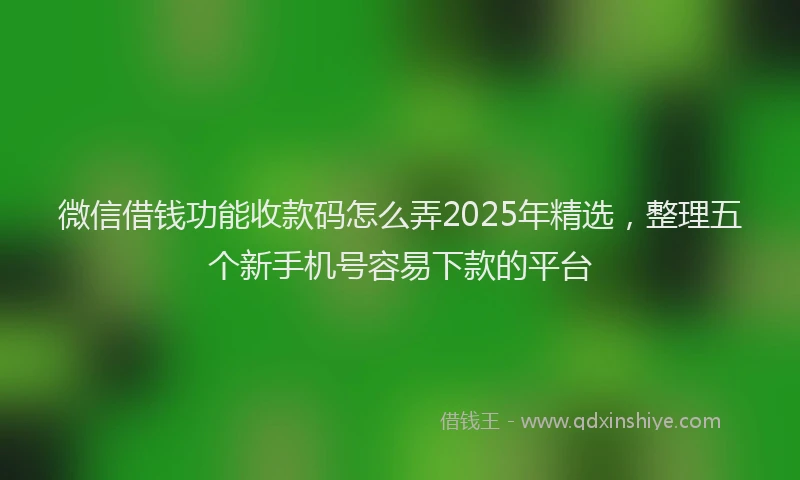 微信借钱功能收款码怎么弄2025年精选，整理五个新手机号容易下款的平台