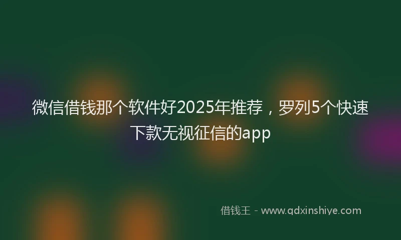 微信借钱那个软件好2025年推荐，罗列5个快速下款无视征信的app
