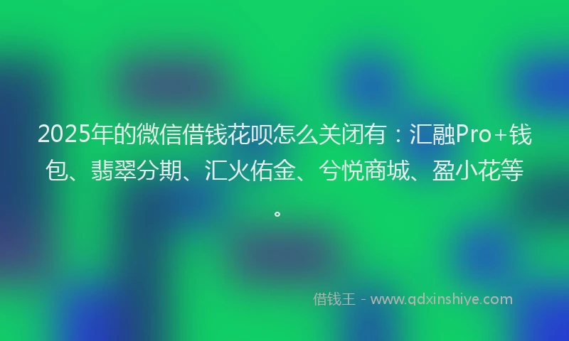 2025年的微信借钱花呗怎么关闭有：汇融Pro+钱包、翡翠分期、汇火佑金、兮悦商城、盈小花等。
