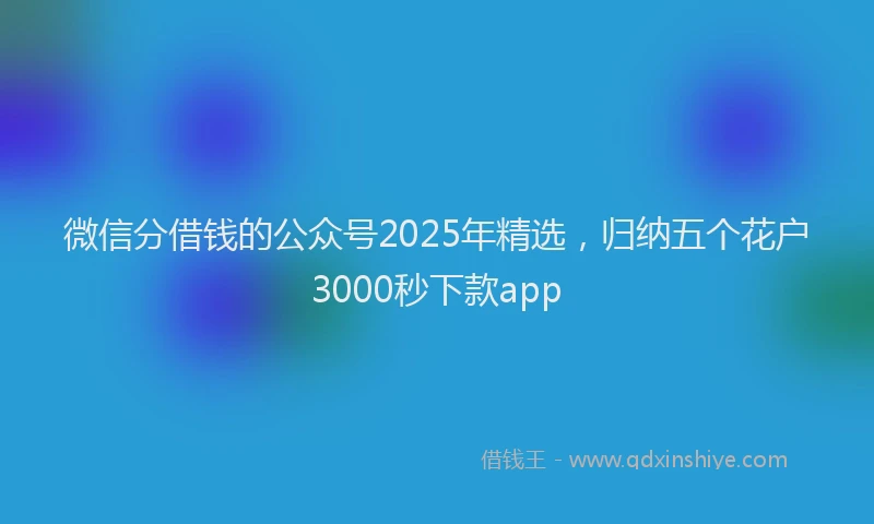 微信分借钱的公众号2025年精选，归纳五个花户3000秒下款app
