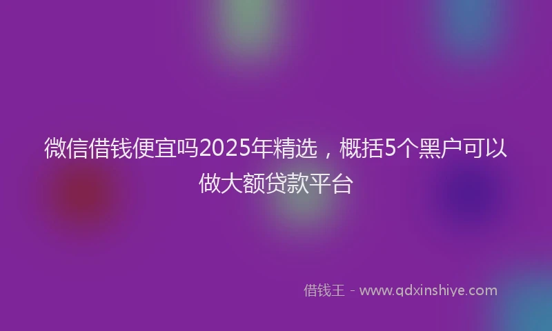 微信借钱便宜吗2025年精选，概括5个黑户可以做大额贷款平台