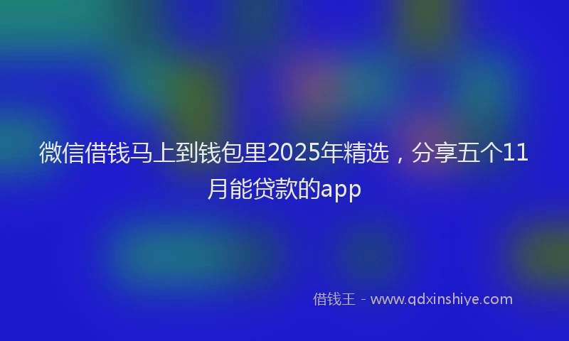 微信借钱马上到钱包里2025年精选，分享五个11月能贷款的app