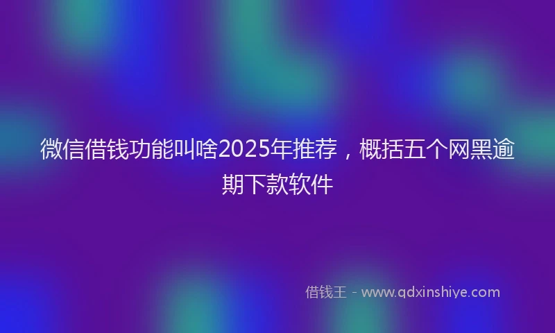 微信借钱功能叫啥2025年推荐，概括五个网黑逾期下款软件
