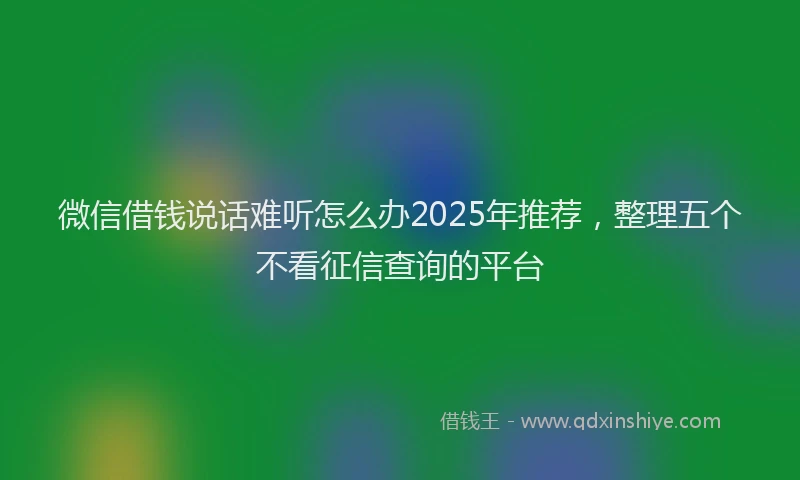 微信借钱说话难听怎么办2025年推荐，整理五个不看征信查询的平台