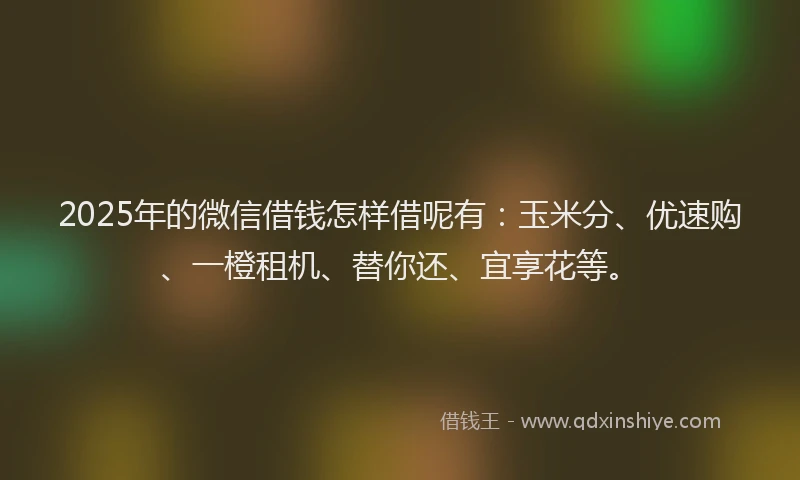 2025年的微信借钱怎样借呢有：玉米分、优速购、一橙租机、替你还、宜享花等。