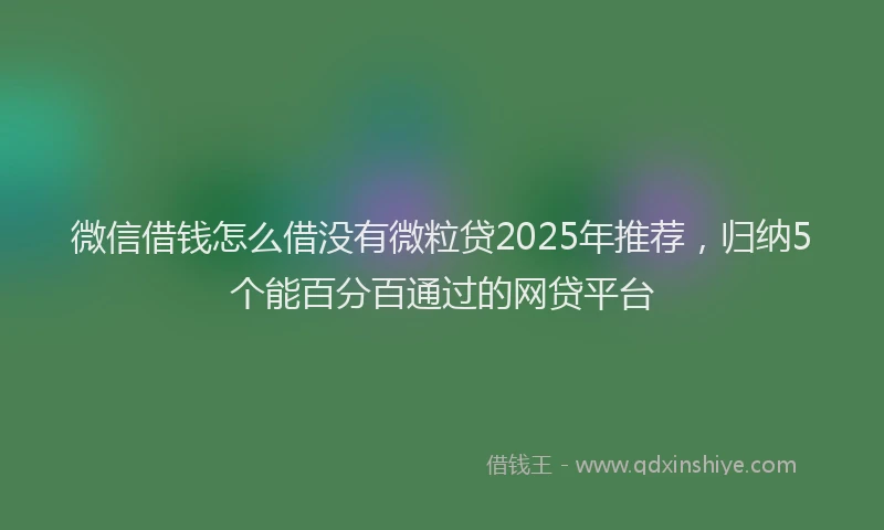 微信借钱怎么借没有微粒贷2025年推荐，归纳5个能百分百通过的网贷平台