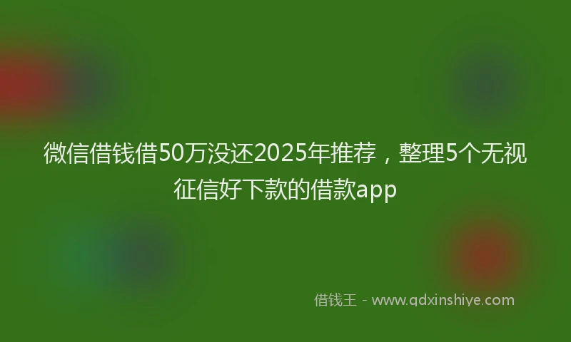 微信借钱借50万没还2025年推荐，整理5个无视征信好下款的借款app