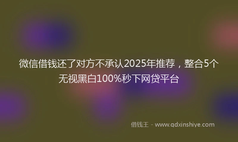微信借钱还了对方不承认2025年推荐，整合5个无视黑白100%秒下网贷平台