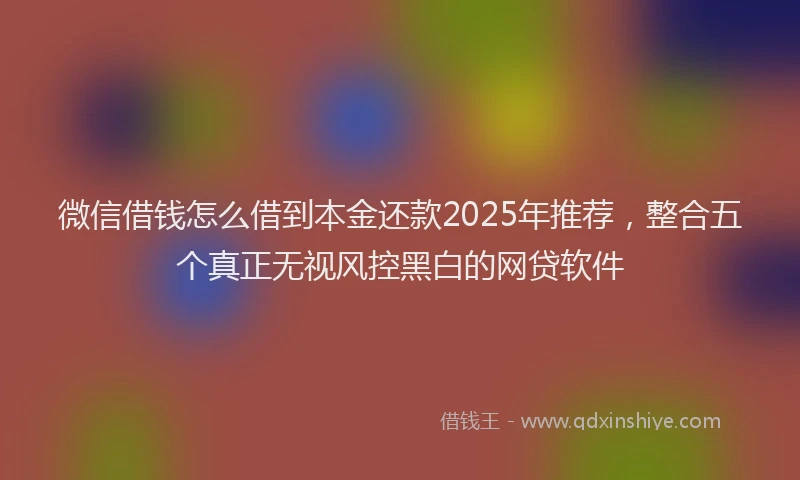 微信借钱怎么借到本金还款2025年推荐，整合五个真正无视风控黑白的网贷软件