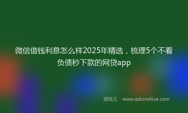 微信借钱利息怎么样2025年精选，梳理5个不看负债秒下款的网贷app