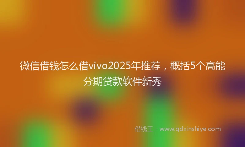 微信借钱怎么借vivo2025年推荐，概括5个高能分期贷款软件新秀