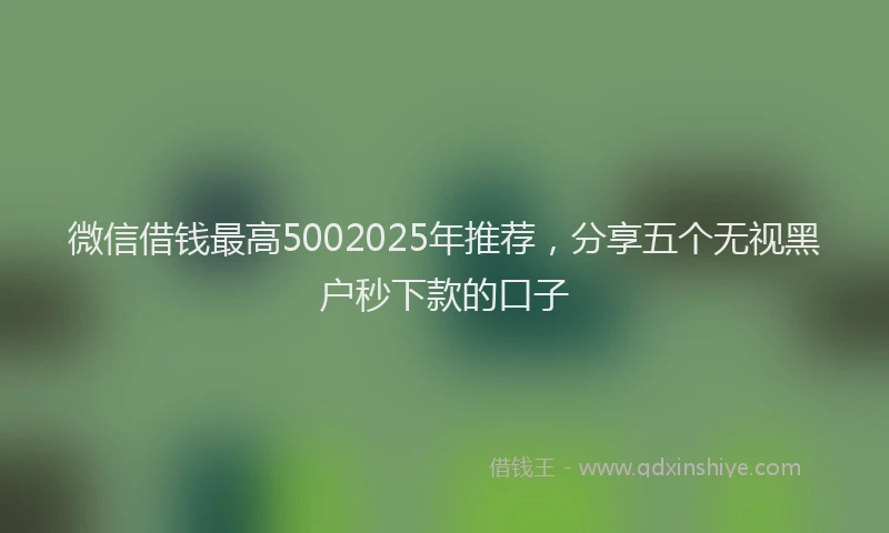 微信借钱最高5002025年推荐，分享五个无视黑户秒下款的口子