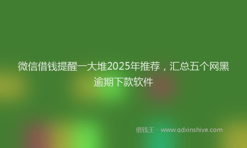 微信借钱提醒一大堆2025年推荐，汇总五个网黑逾期下款软件