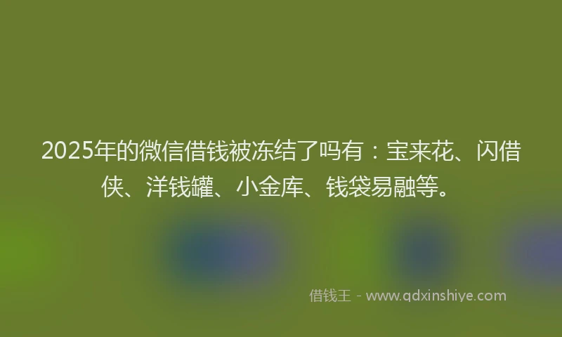 2025年的微信借钱被冻结了吗有：宝来花、闪借侠、洋钱罐、小金库、钱袋易融等。