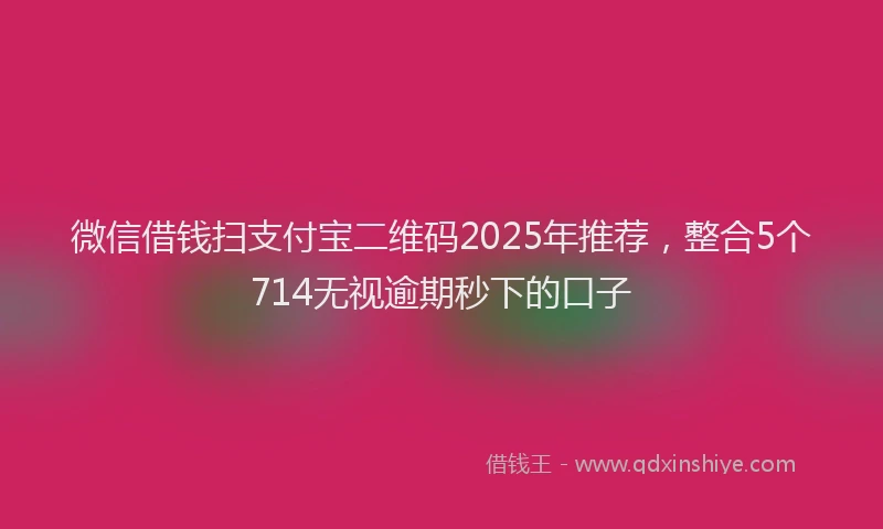 微信借钱扫支付宝二维码2025年推荐，整合5个714无视逾期秒下的口子