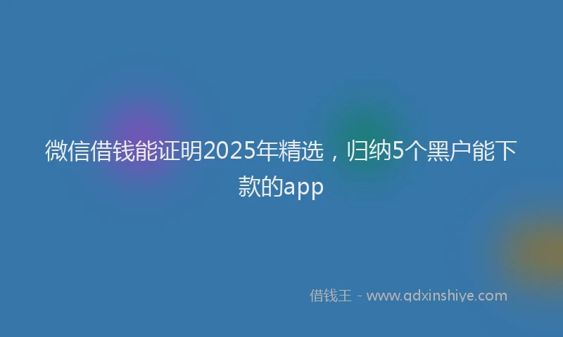 微信借钱能证明2025年精选，归纳5个黑户能下款的app