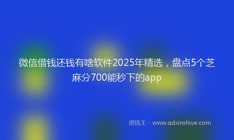 微信借钱还钱有啥软件2025年精选，盘点5个芝麻分700能秒下的app
