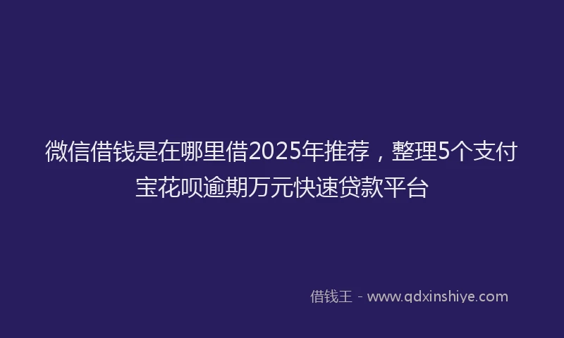 微信借钱是在哪里借2025年推荐，整理5个支付宝花呗逾期万元快速贷款平台