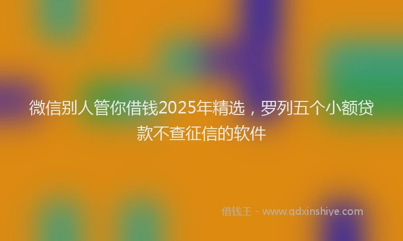 微信别人管你借钱2025年精选，罗列五个小额贷款不查征信的软件