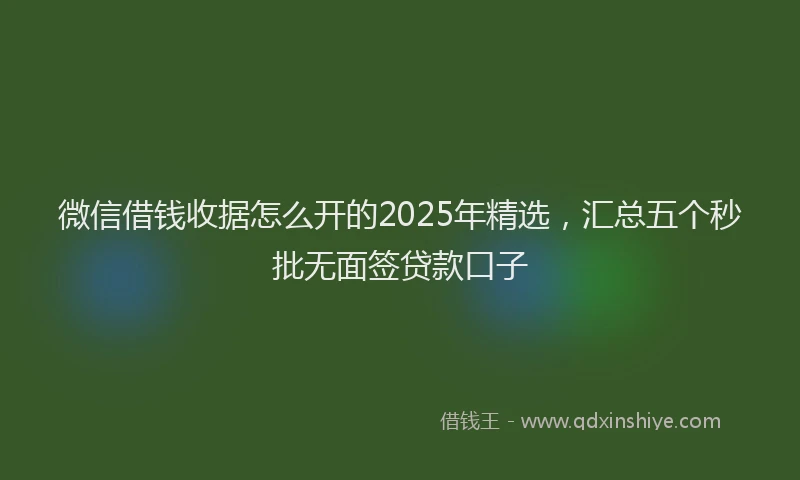微信借钱收据怎么开的2025年精选，汇总五个秒批无面签贷款口子